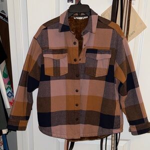 Jetty Plaid Button-Up Flannel Jacket (Shacket)